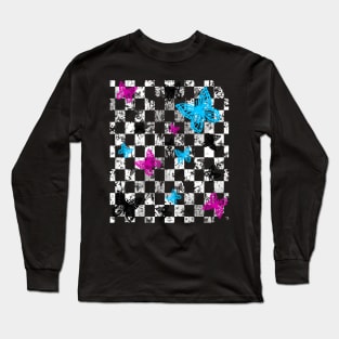 Butterfly Checkerboard (Light Version) Long Sleeve T-Shirt